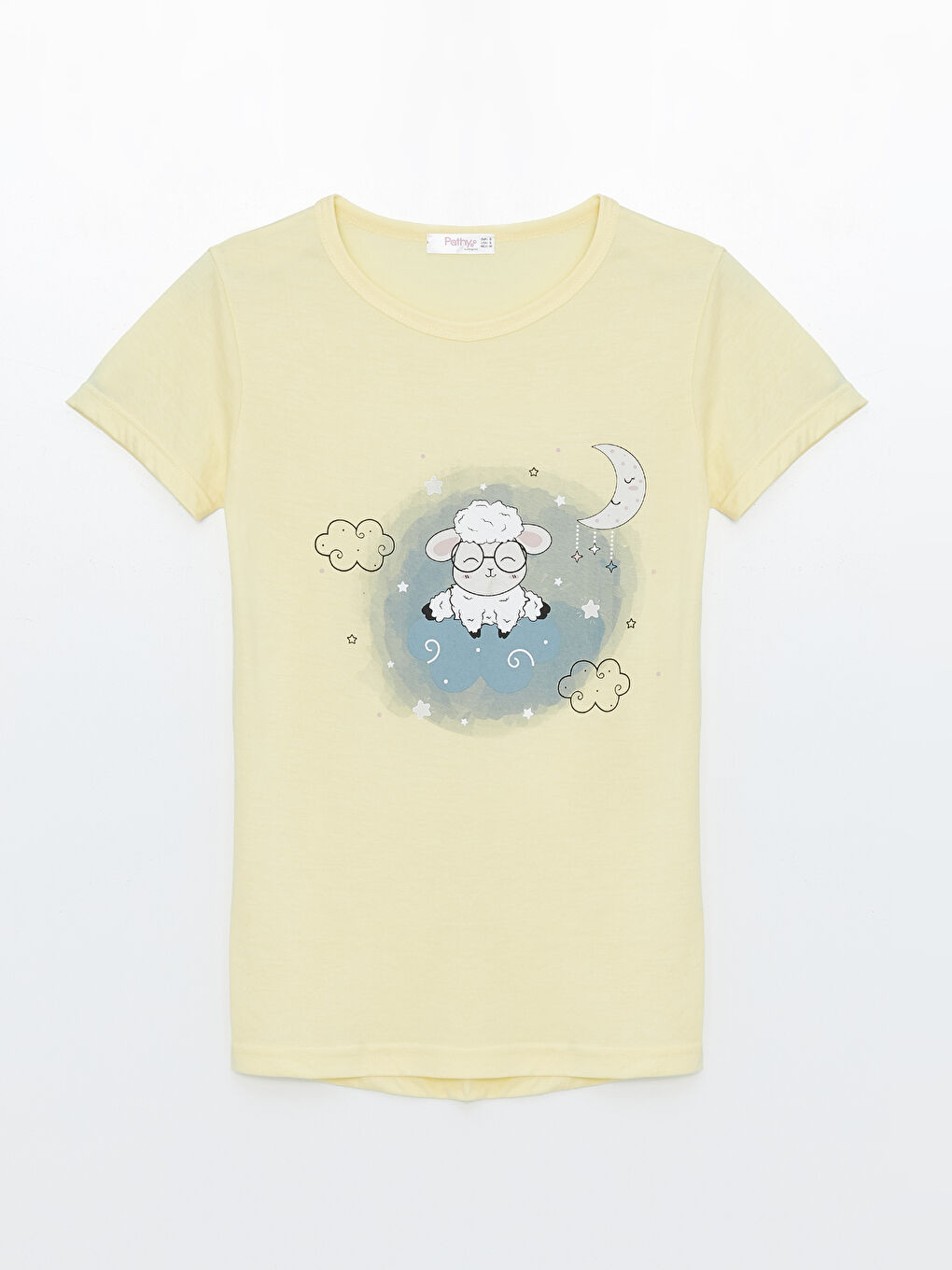 Sarı Bisiklet Yaka Kadın Pijama Takım-1