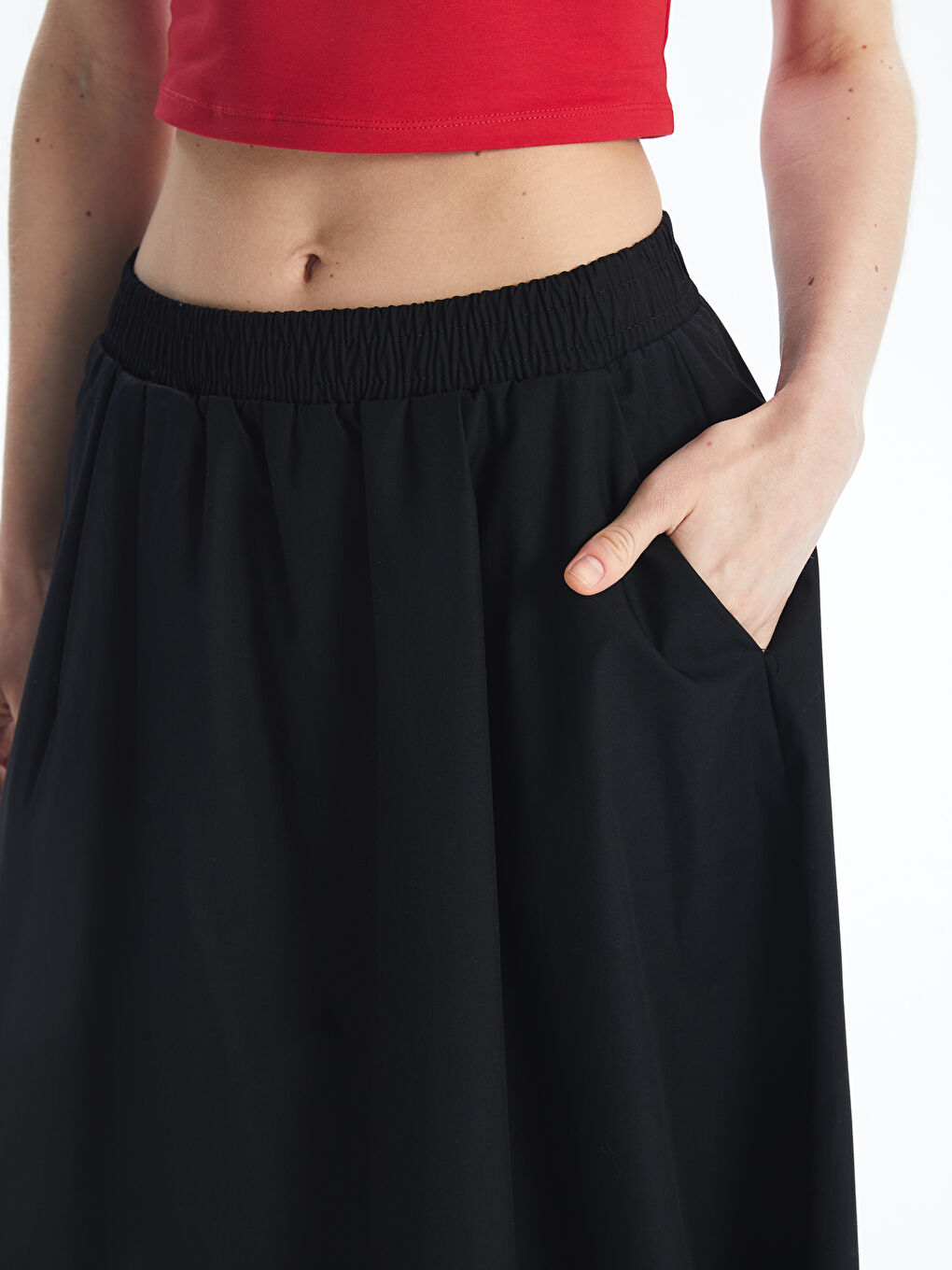 Elastic Waist Straight A-Cut Women's Skirt -S4N100Z8-CVL