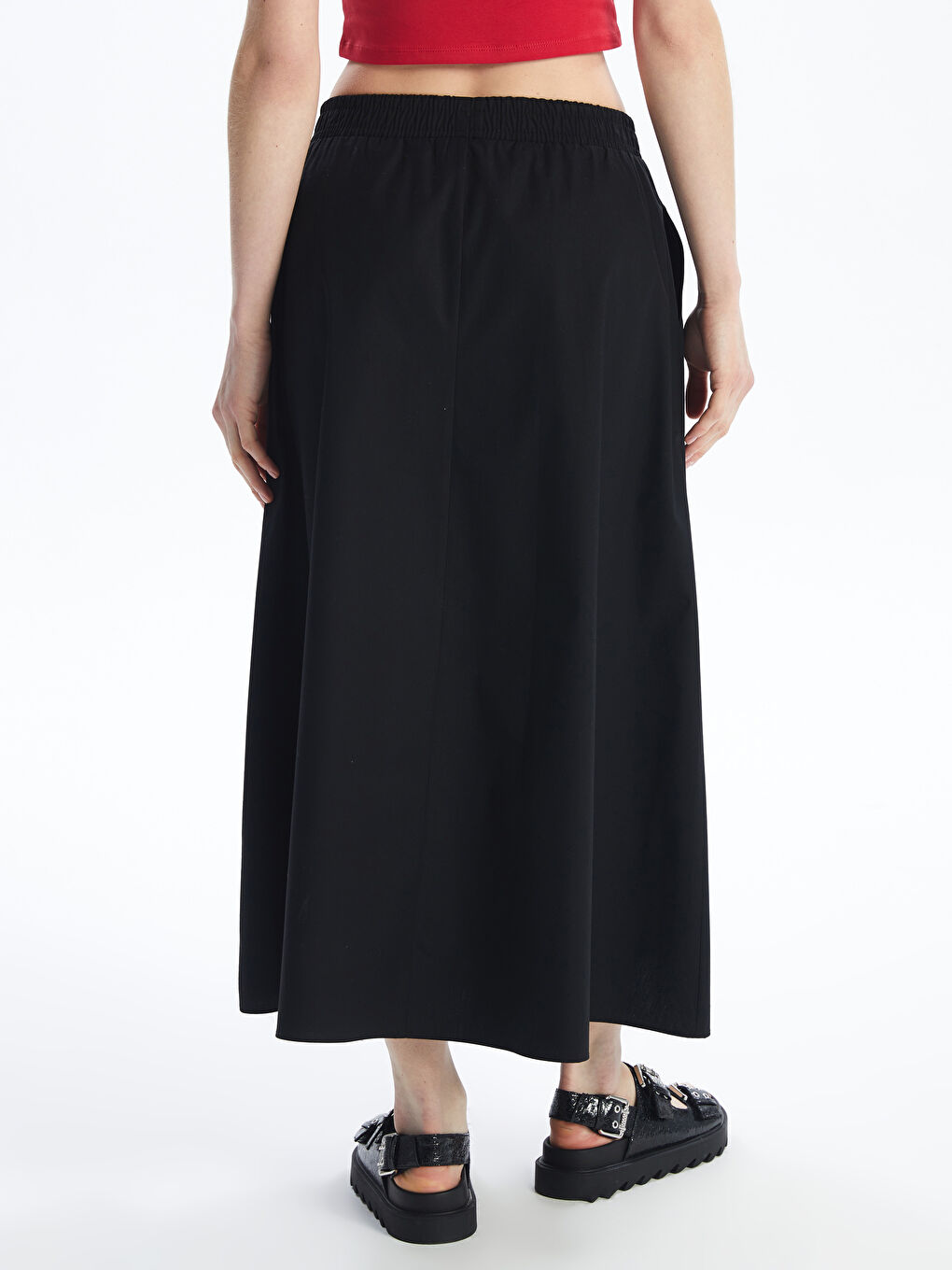 Elastic Waist Straight A-Cut Women's Skirt -S4N100Z8-CVL