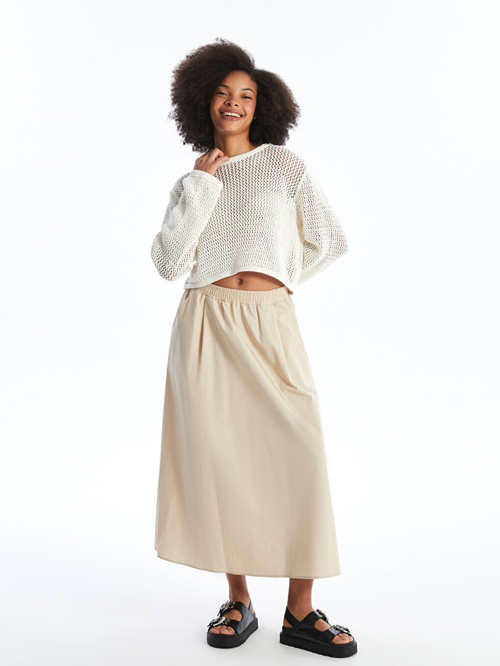 Elastic Waist Straight A-Cut Women's Skirt -S4N100Z8-YLF