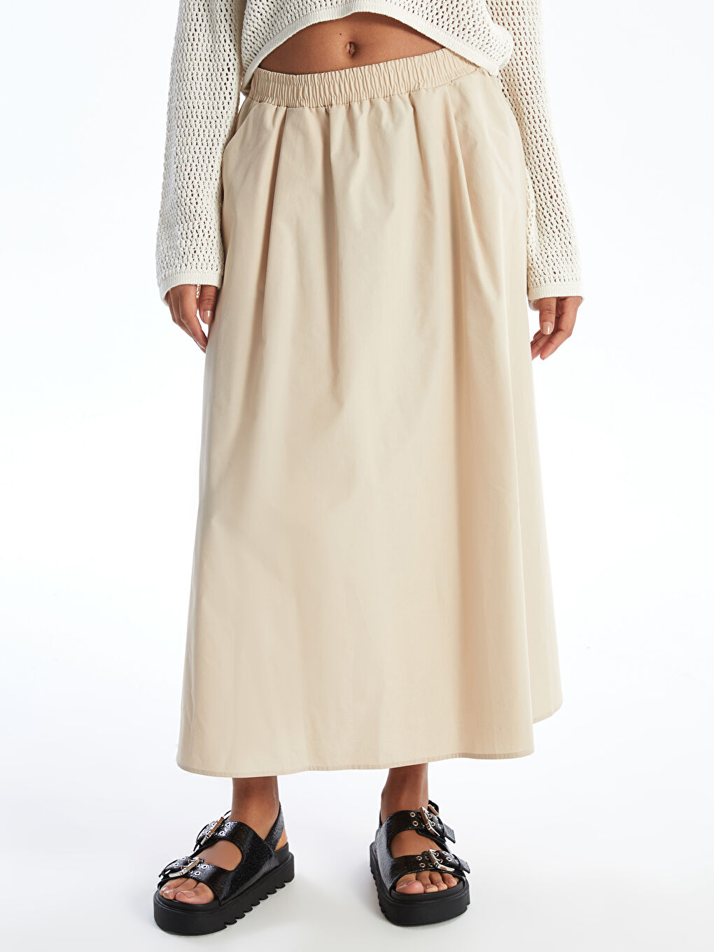Elastic Waist Straight A-Cut Women's Skirt -S4N100Z8-YLF