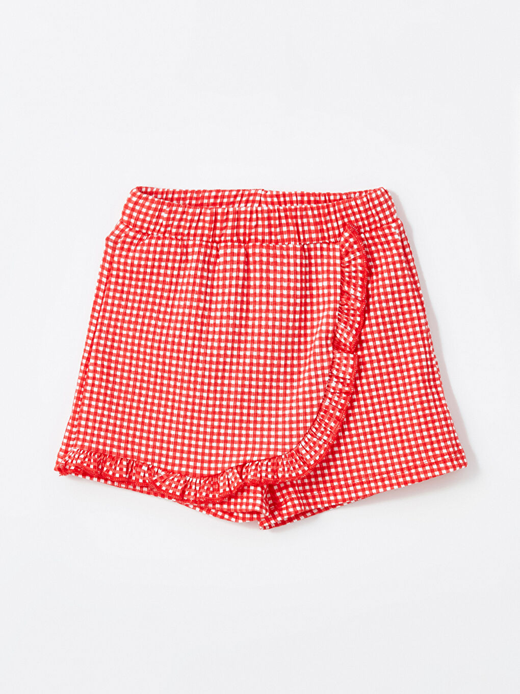Kırmızı Beli Lastikli Kız Bebek Şort Etek