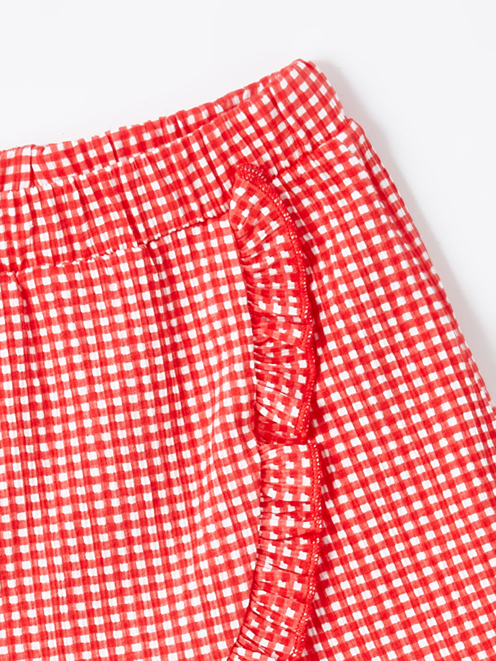 Kırmızı Beli Lastikli Kız Bebek Şort Etek-2