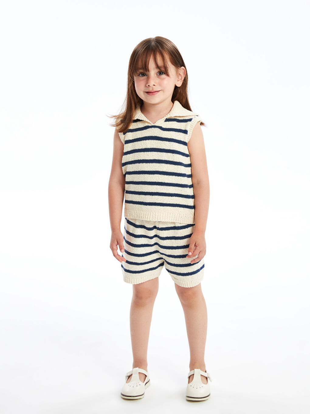 Resort Collar Sleeveless Baby Girl Sweater and Shorts Set of 2 -S4N182Z1-LRA