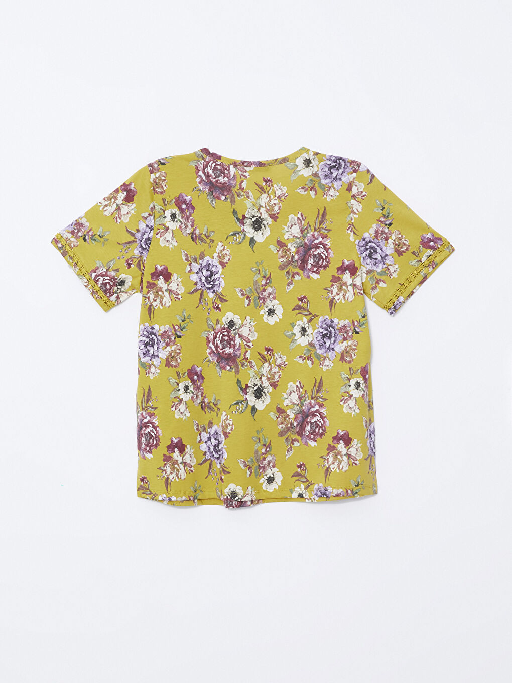 Crew Neck Floral Short Sleeve Women's T-Shirt -S4N224Z8-LUE