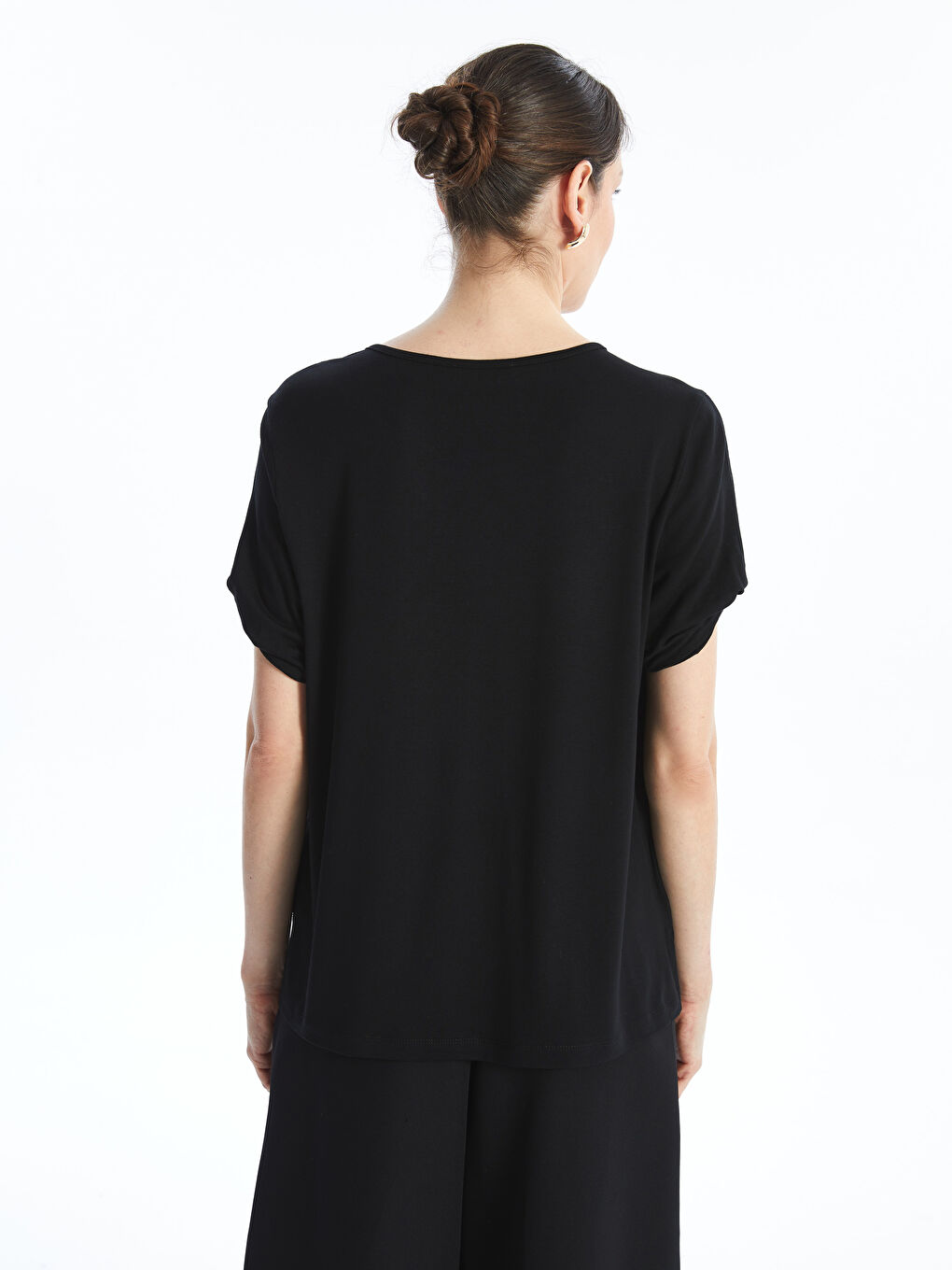 Crew Neck Printed Short Sleeve Women Blouse -S4N225Z8-CVL