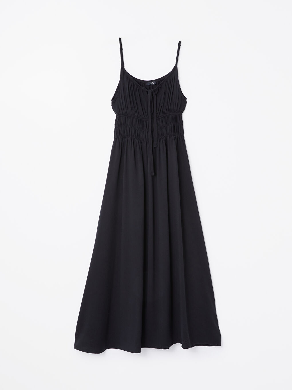 Siyah U Yaka Düz Askılı Kadın Elbise-4