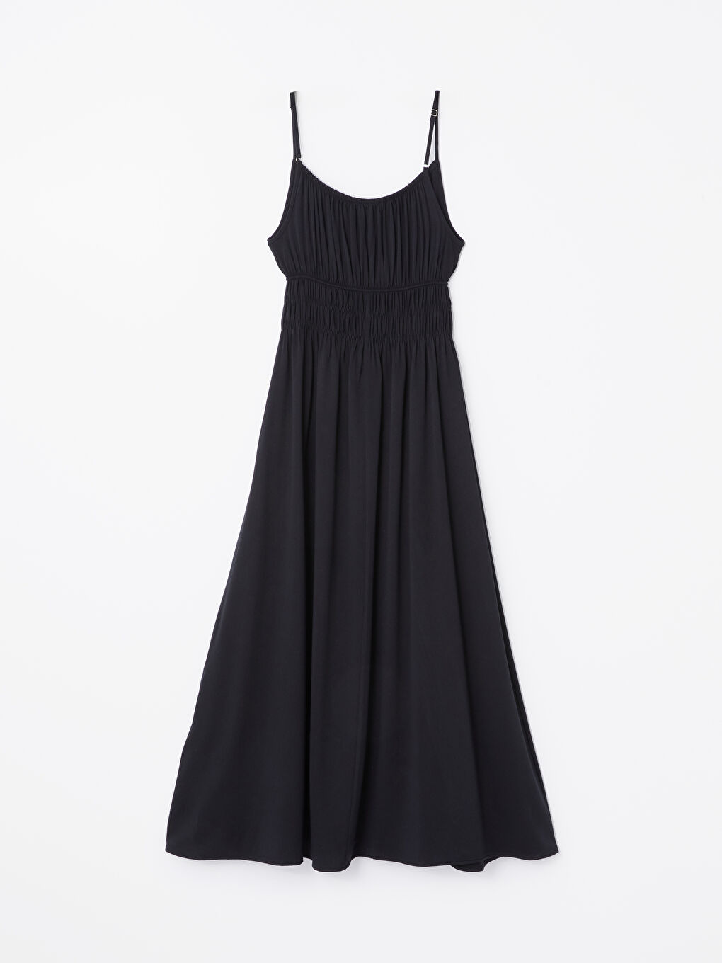 Siyah U Yaka Düz Askılı Kadın Elbise-5