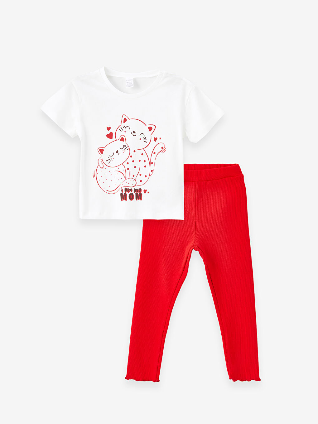 Crew Neck Printed Baby Girl T-Shirt and Leggings 2-Pack Set