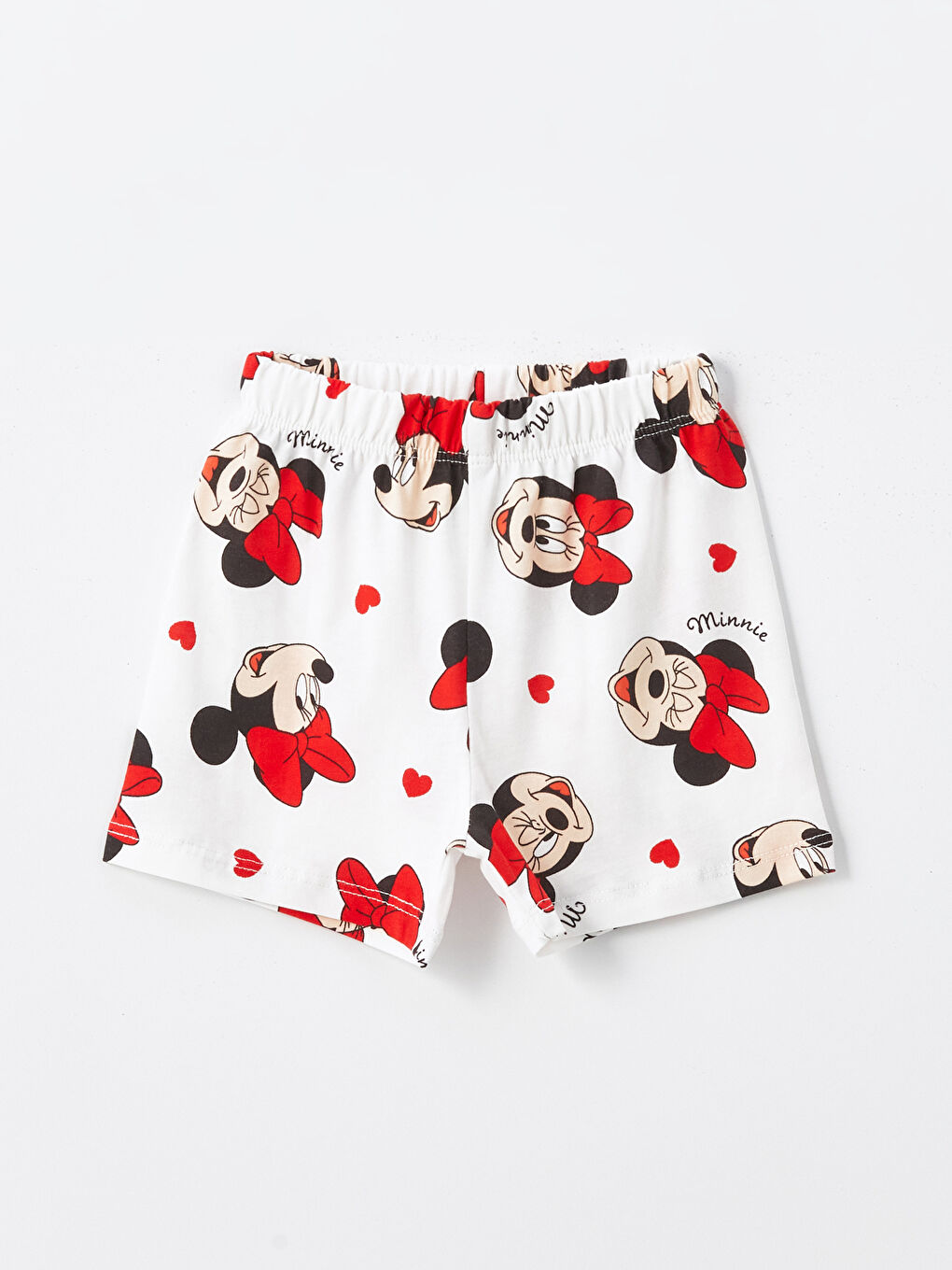 LCW baby Ekru Baskılı Bisiklet Yaka Minnie Mouse Baskılı Kız Bebek Pijama Takımı - 2