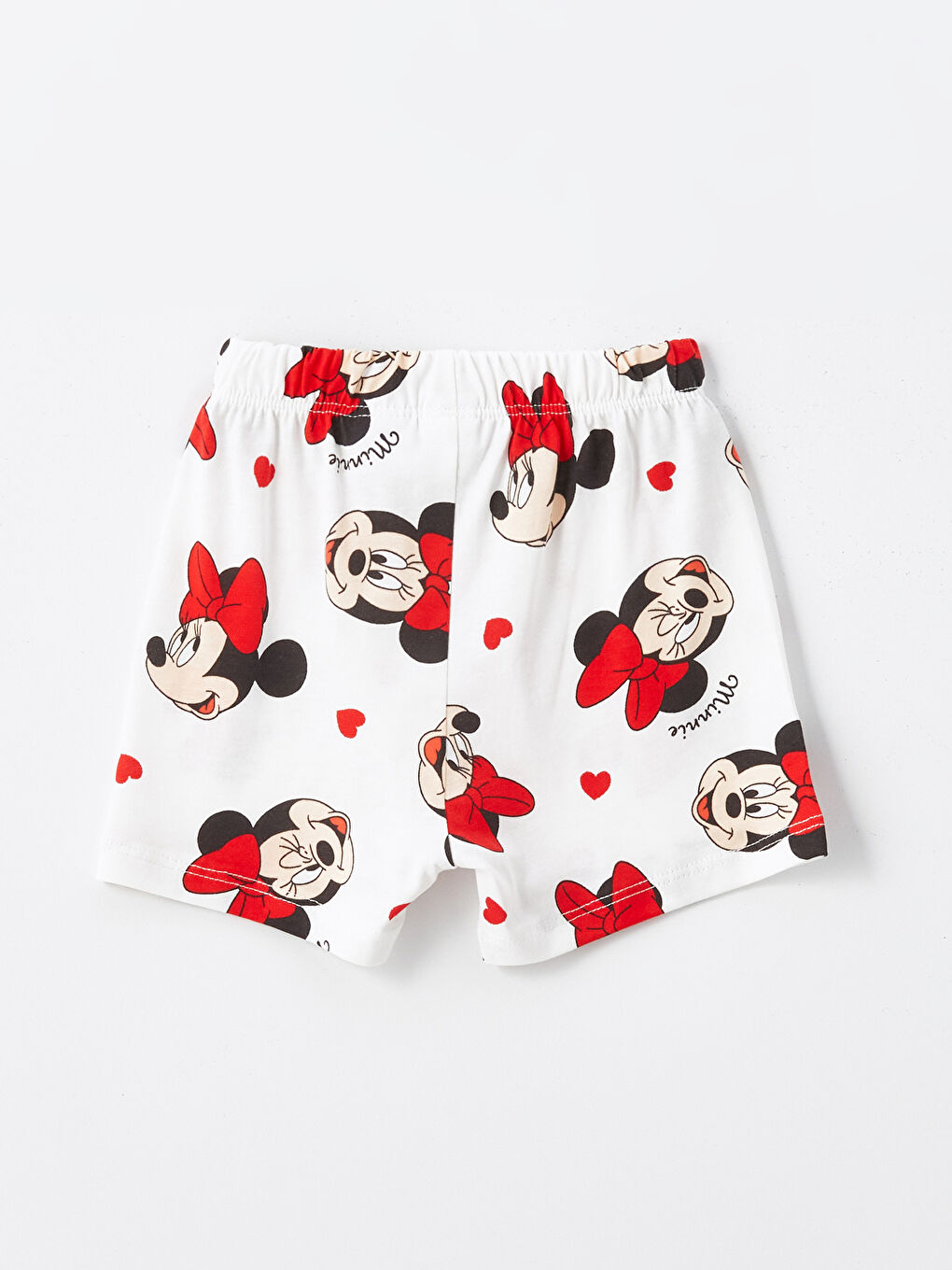 LCW baby Ekru Baskılı Bisiklet Yaka Minnie Mouse Baskılı Kız Bebek Pijama Takımı - 3