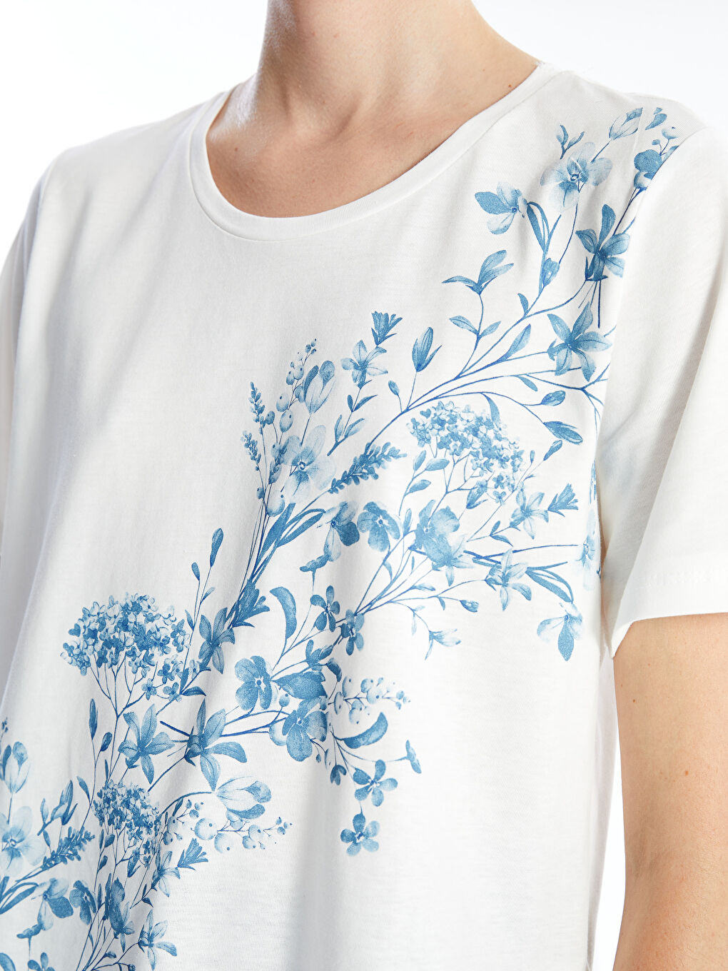 V-Neck Floral Short Sleeve Women's T-Shirt -S4N316Z8-LQK