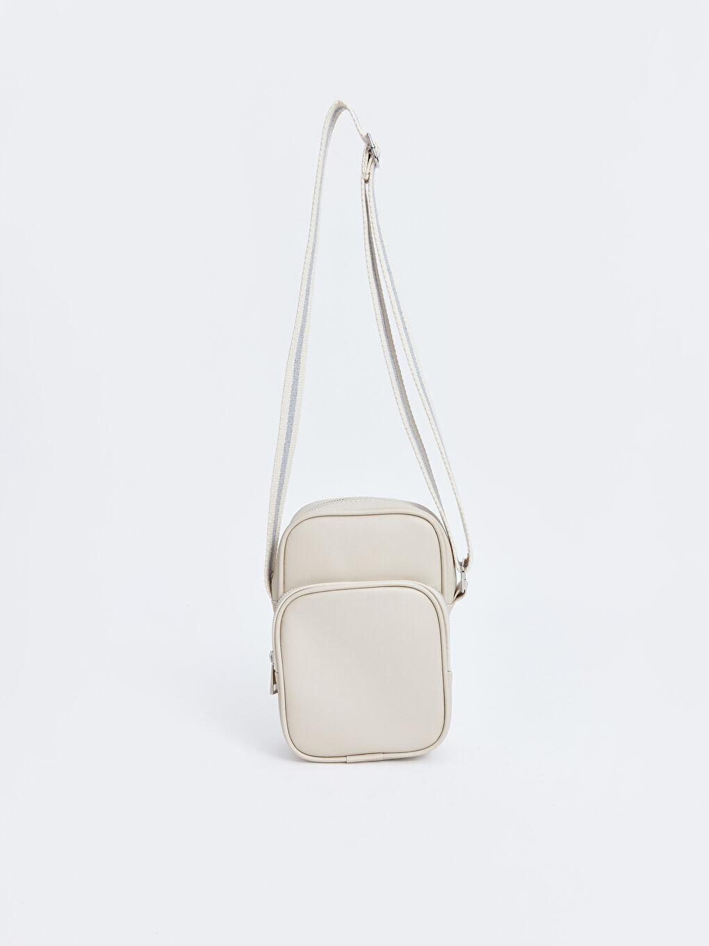 Ekru Deri Görünümlü Kadın Omuz Çantası-2