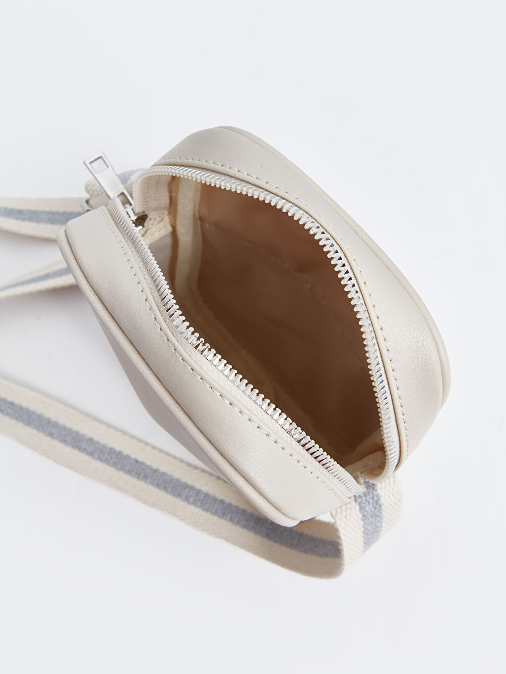 Ekru Deri Görünümlü Kadın Omuz Çantası-5