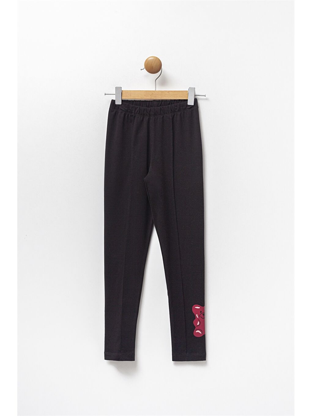 Siyah Beli Lastikli Baskılı Kız Çocuk Eşofman Altı