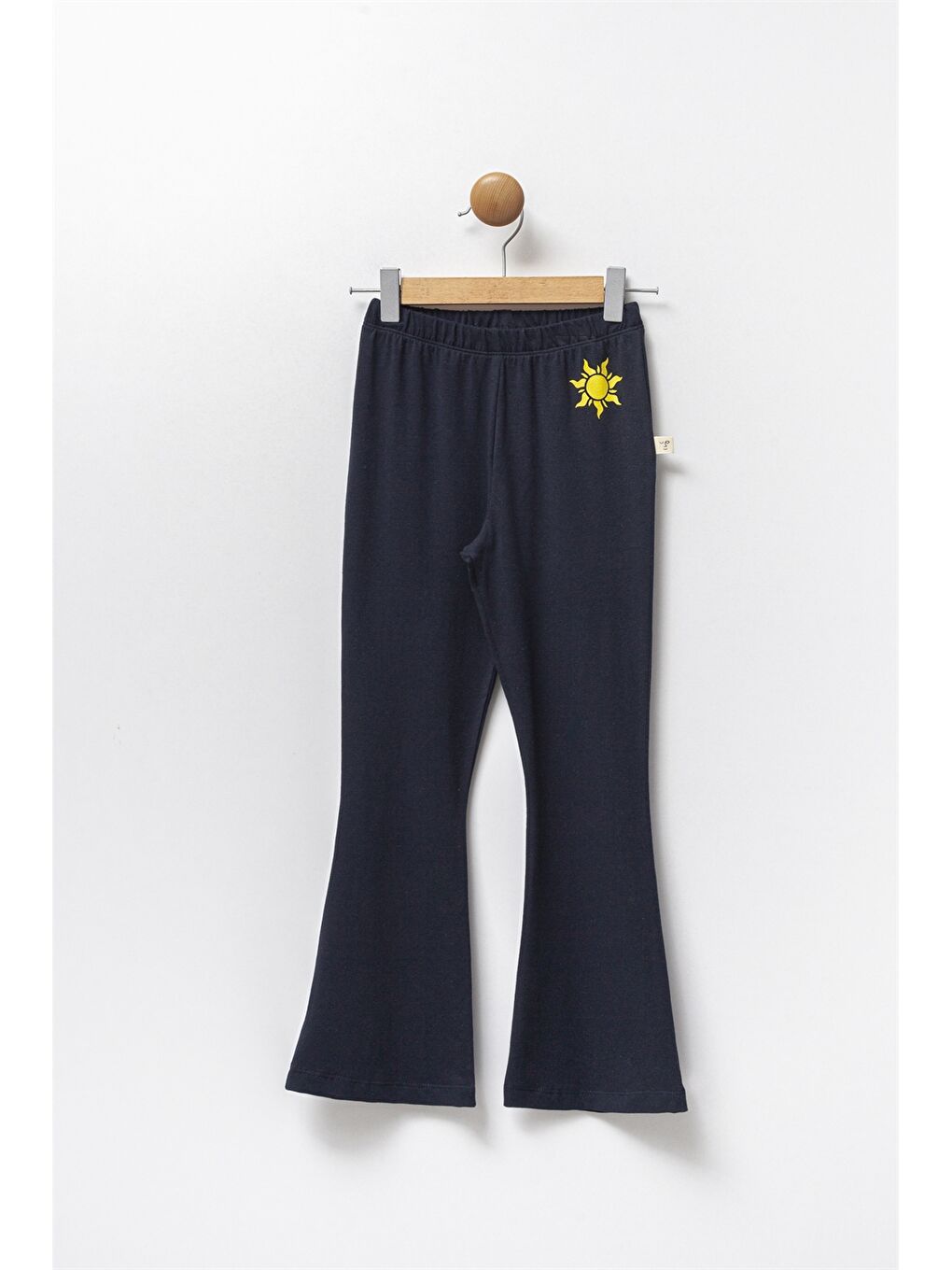 Lacivert Beli Lastikli Baskılı Kız Çocuk Eşofman Altı