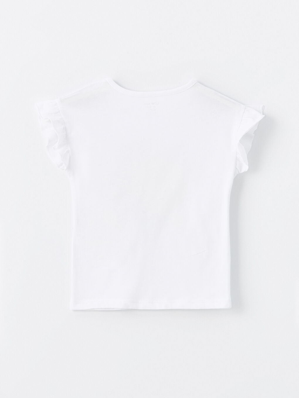 Ekru Bisiklet Yaka Kısa Kollu Baskılı Kız Bebek Tişört-1