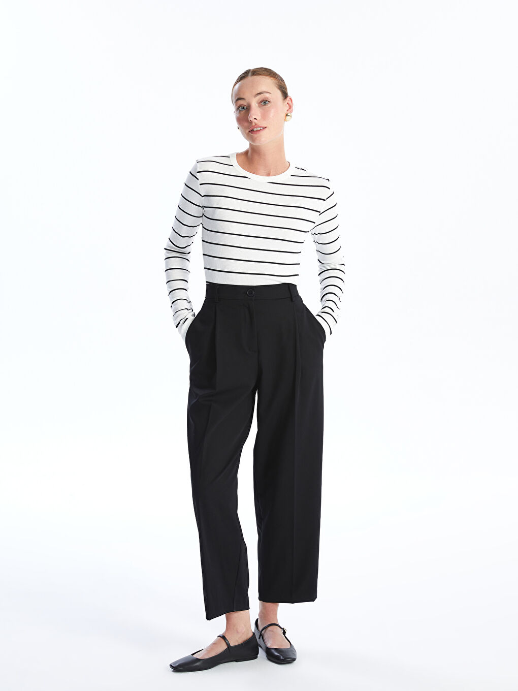 Crew Neck Striped Long Sleeve Women's Body -S4N426Z8-LFC