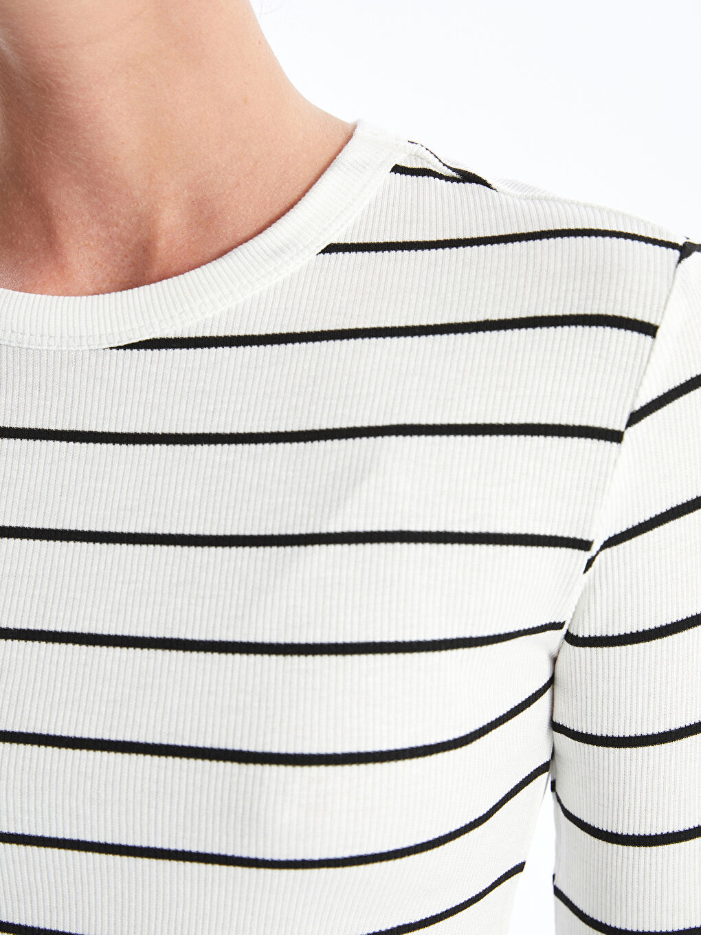 Crew Neck Striped Long Sleeve Women's Body -S4N426Z8-LFC