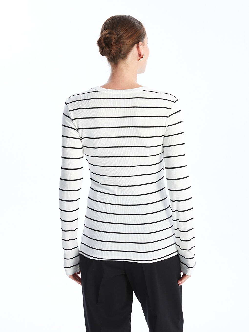 Crew Neck Striped Long Sleeve Women's Body -S4N426Z8-LFC