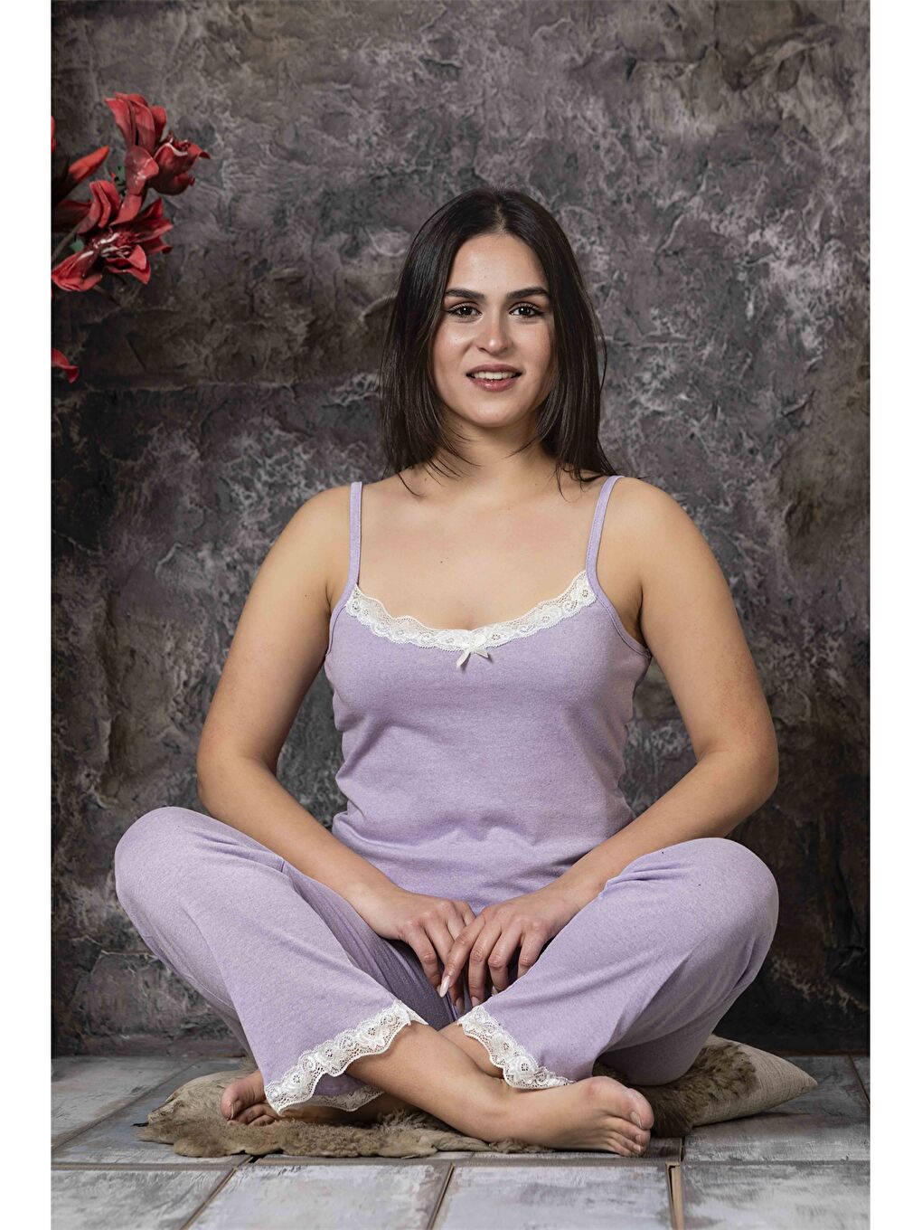 Lila Askılı Kadın Pijama Takımı-2
