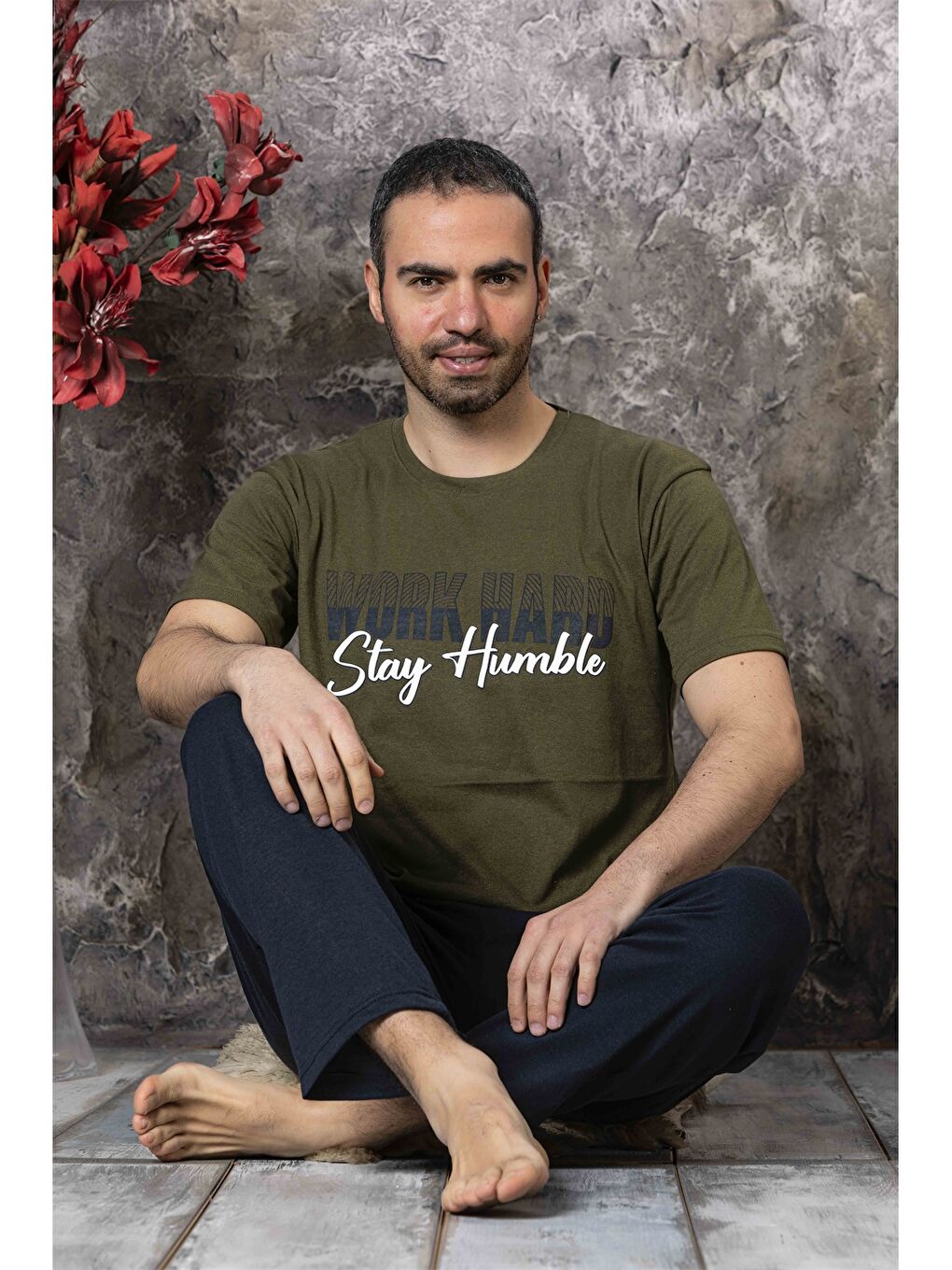 ERCAN Haki Standart Kalıp Erkek Pijama Takımı