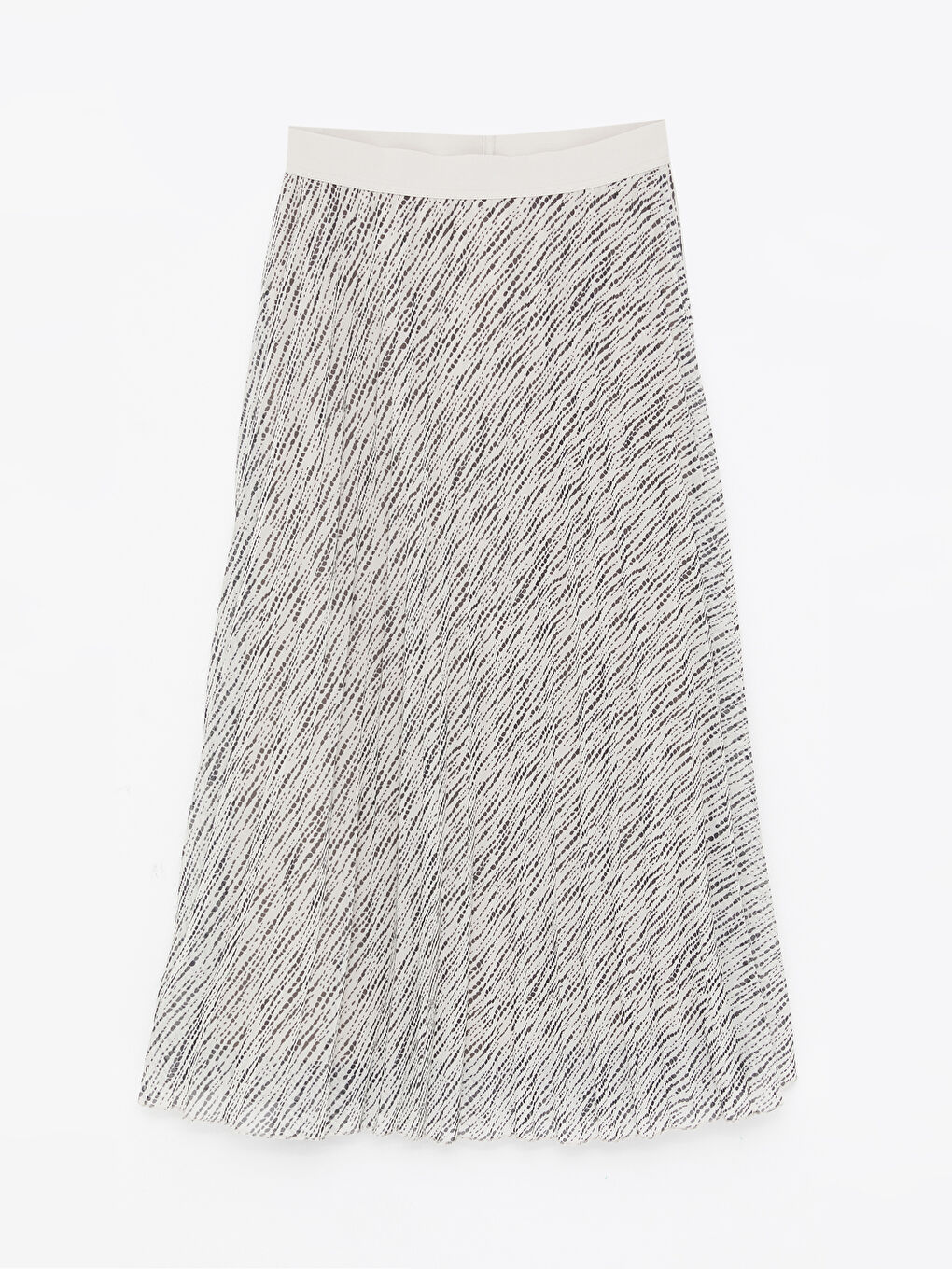 Women's Elastic Waist Patterned Pleated Skirt -S4N495Z8-LRA