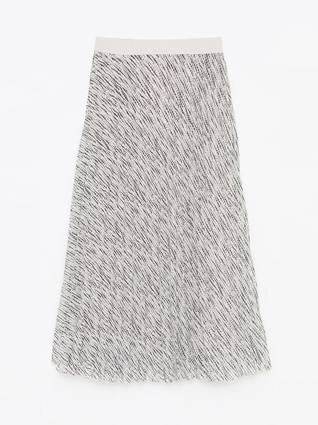Women's Elastic Waist Patterned Pleated Skirt -S4N495Z8-LRA