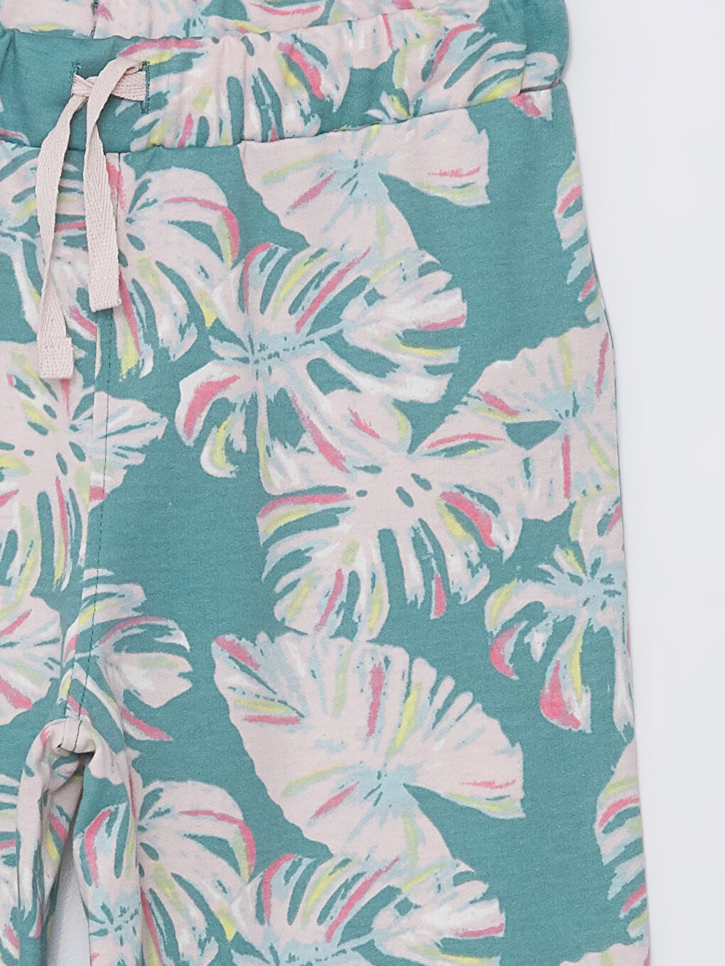 Yeşil Beli Lastikli Desenli Kız Çocuk Kapri-3