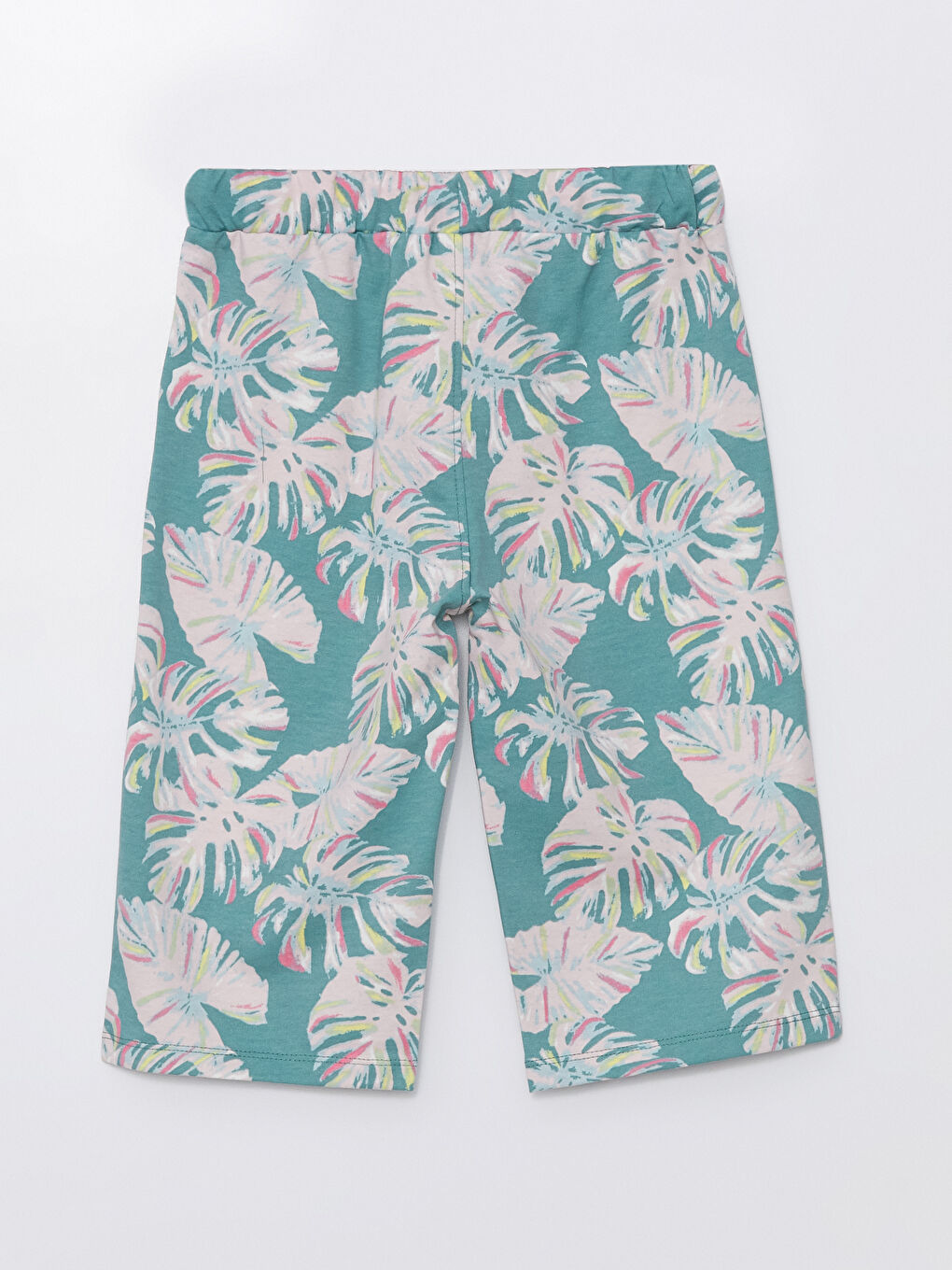 Yeşil Beli Lastikli Desenli Kız Çocuk Kapri-4