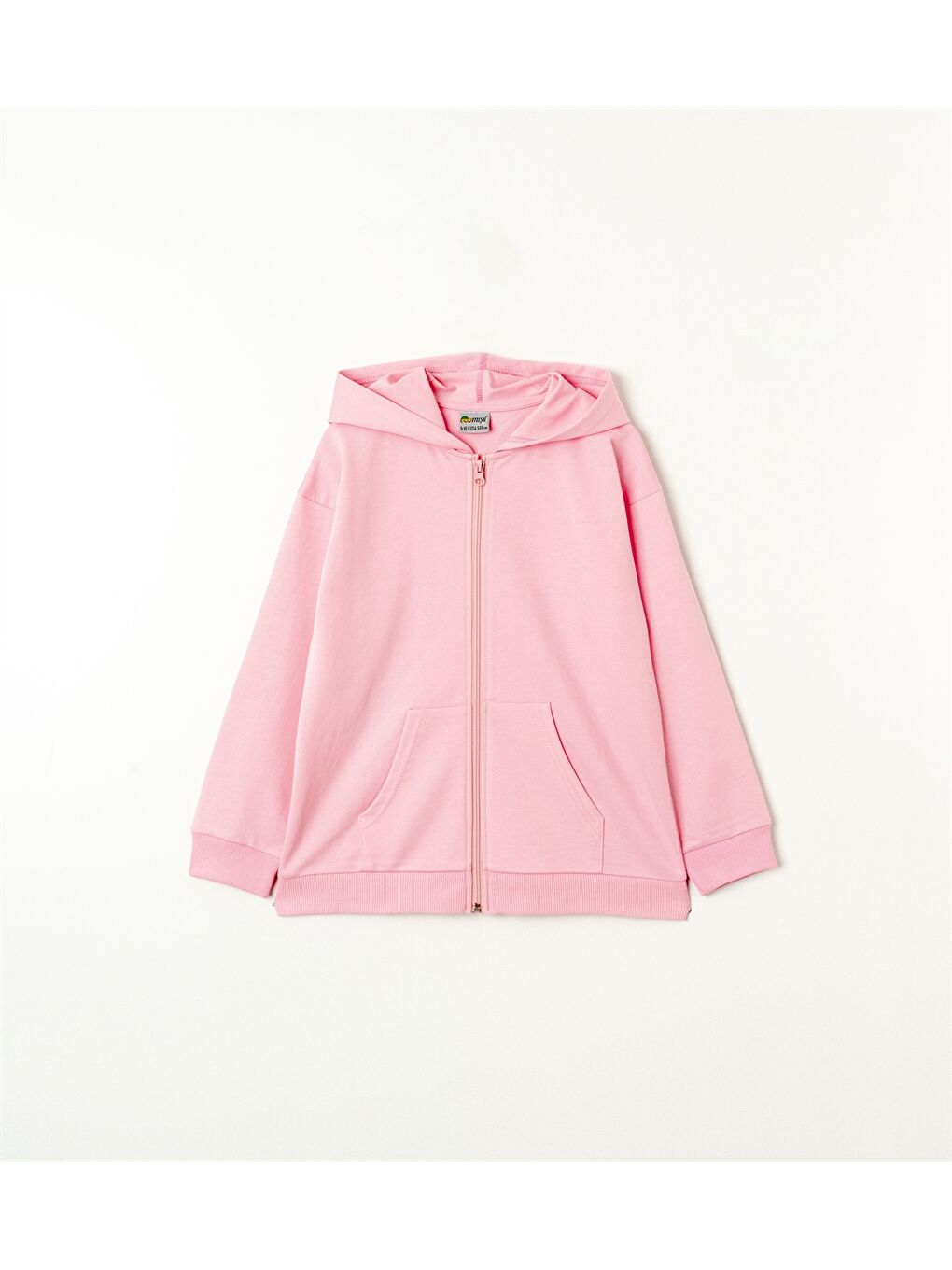 Mışıl Kids Pembe Kapüşonlu Uzun Kollu Kız Çocuk Fermuarlı Sweatshirt - 1