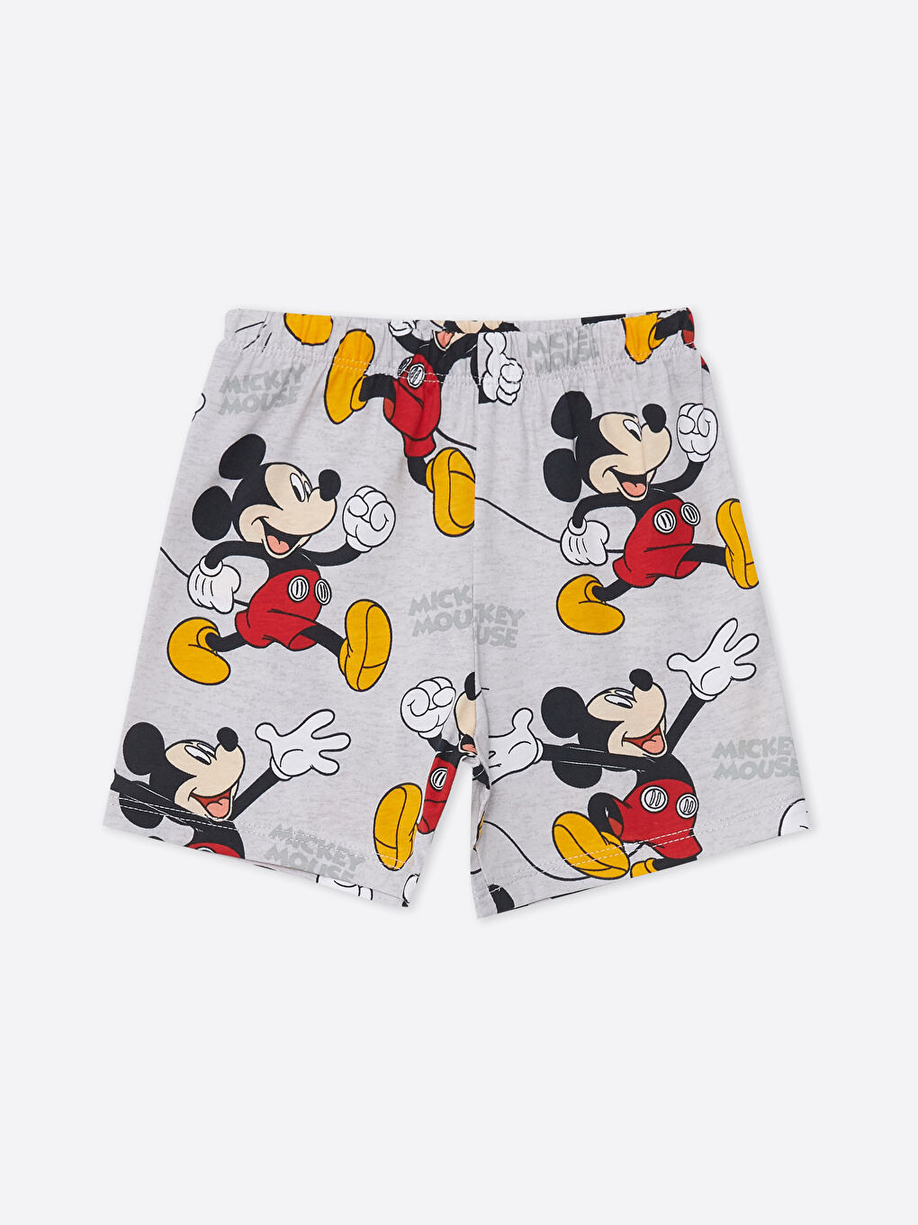 LCW baby Gri Bisiklet Yaka Kısa Kollu Mickey Mouse Baskılı Şortlu Erkek Bebek Pijama Takımı - 2