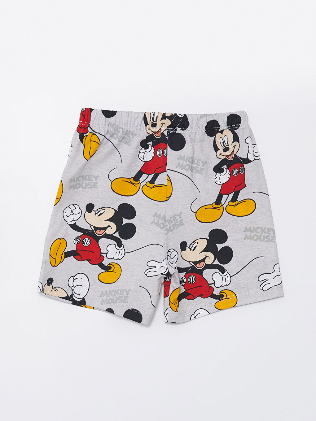 LCW baby Gri Bisiklet Yaka Kısa Kollu Mickey Mouse Baskılı Şortlu Erkek Bebek Pijama Takımı - 3