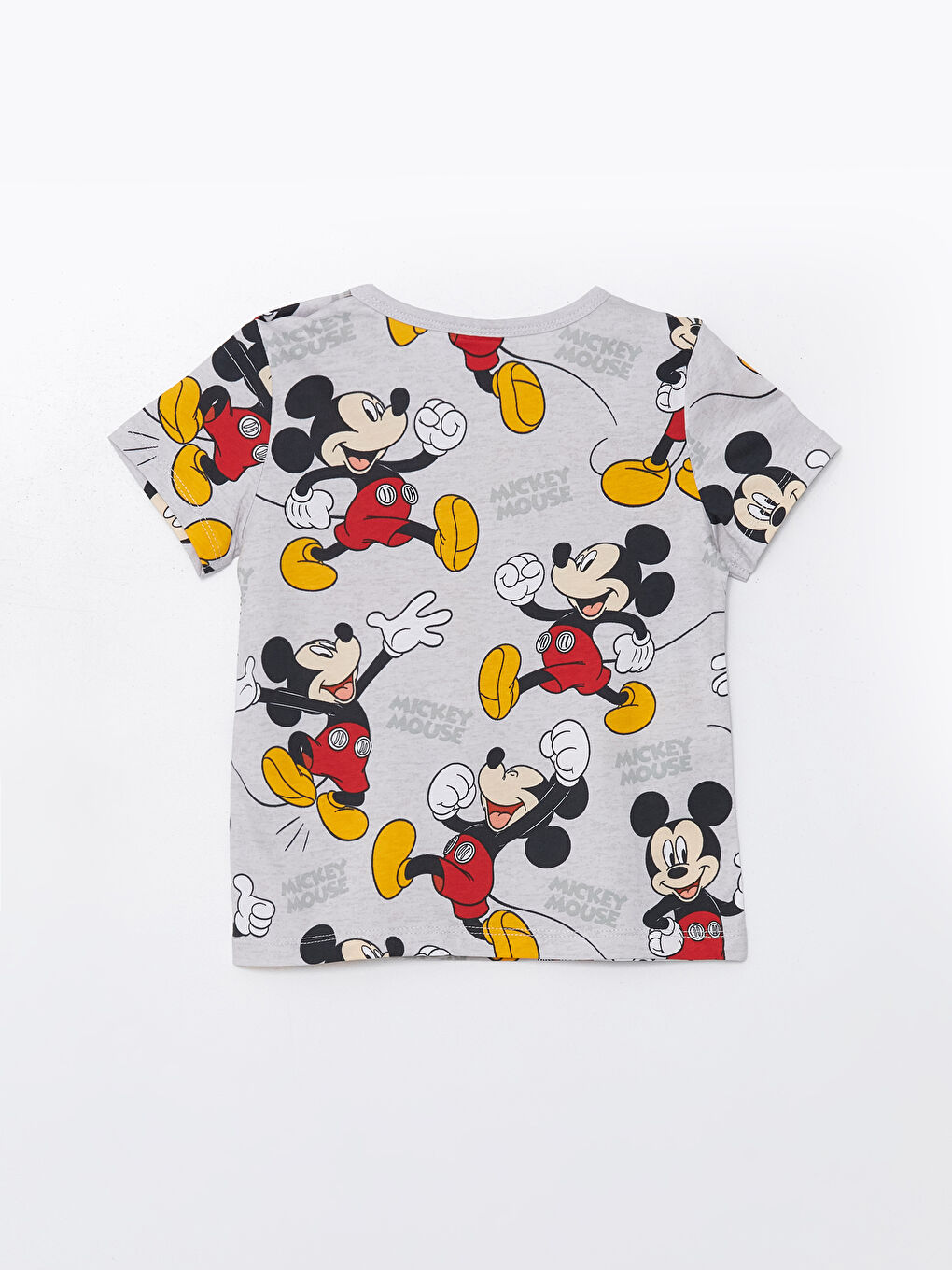 LCW baby Gri Bisiklet Yaka Kısa Kollu Mickey Mouse Baskılı Şortlu Erkek Bebek Pijama Takımı - 4