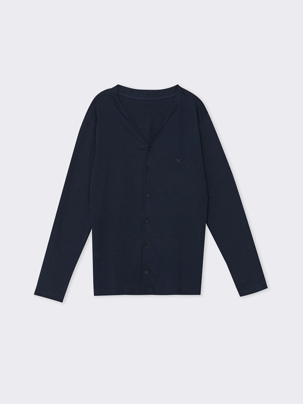 Lacivert V Yaka Uzun Kollu Erkek Pijama Üst