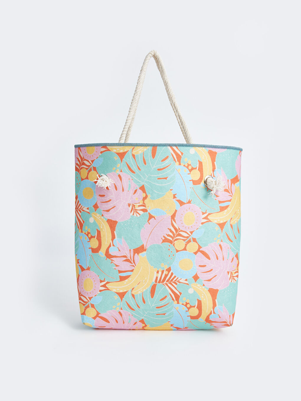 Floral Printed Women's Beach Bag -S4N549Z8-F9C