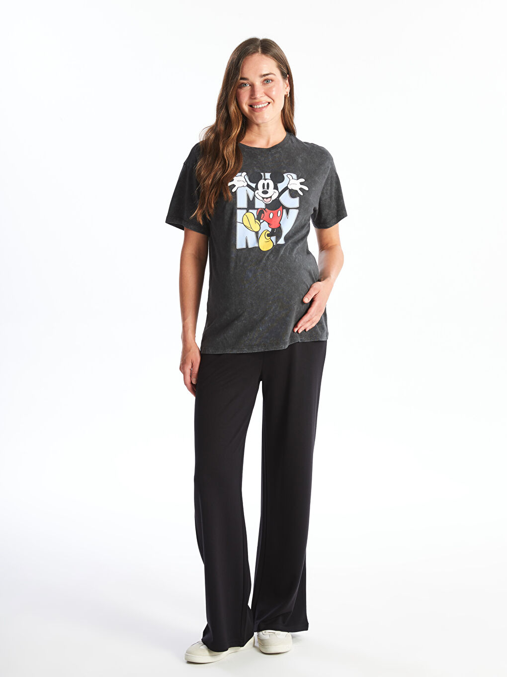 بنطلون رياضي حوامل بخصر مرن فوق البطن-1