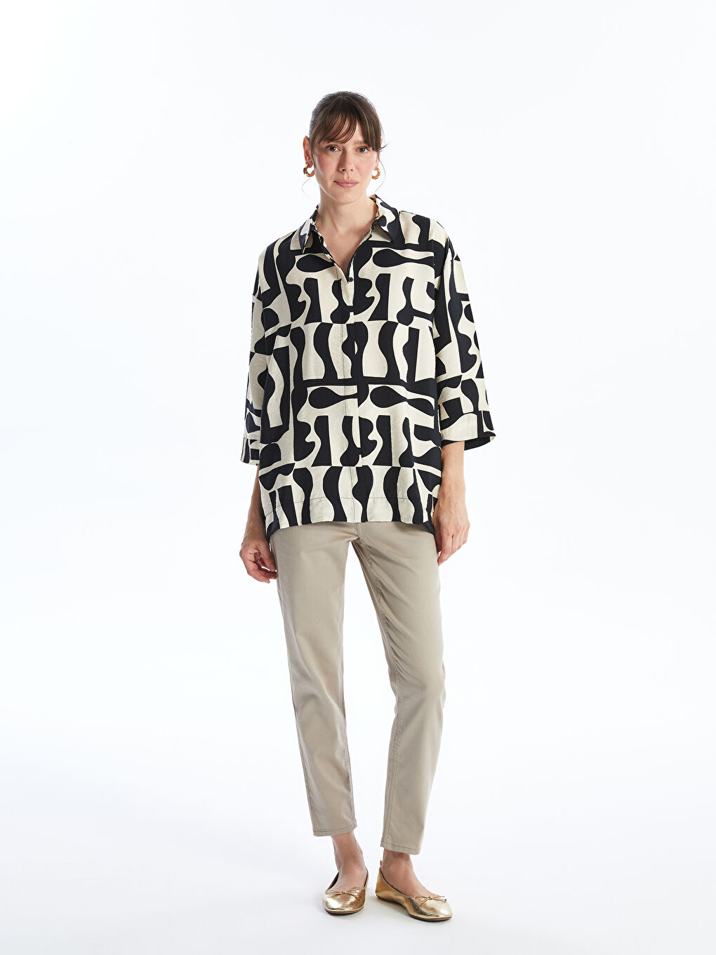 Patterned Women's Shirt -S4N563Z8-LQJ