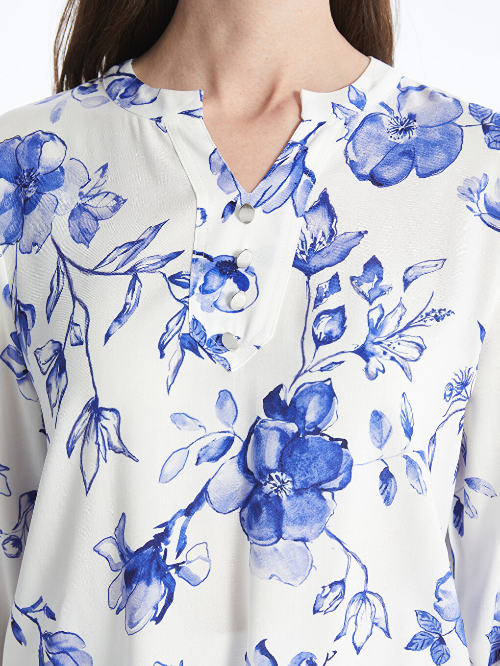 Women's Crew Neck Floral Long Sleeve Blouse -S4N566Z8-LRA