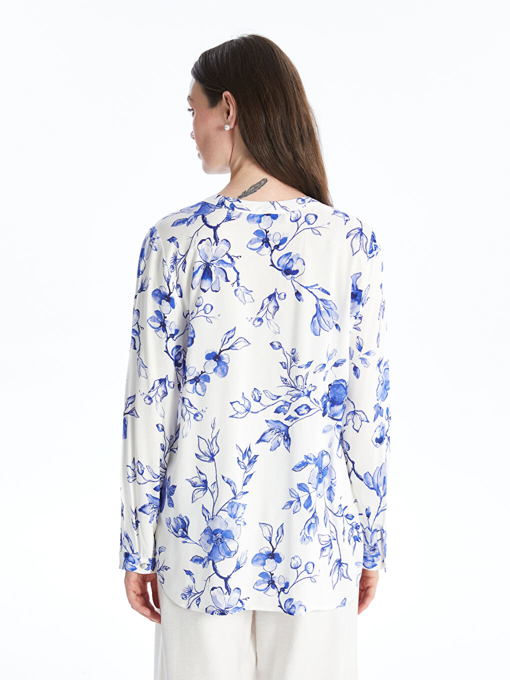 Women's Crew Neck Floral Long Sleeve Blouse -S4N566Z8-LRA