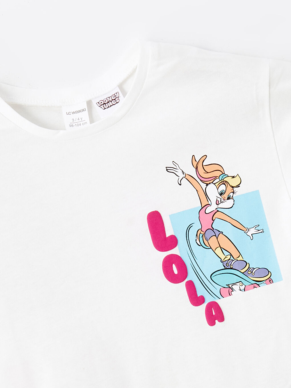 Ekru Lola Bunny Baskılı Kısa Kollu Kız Bebek Tişört-1