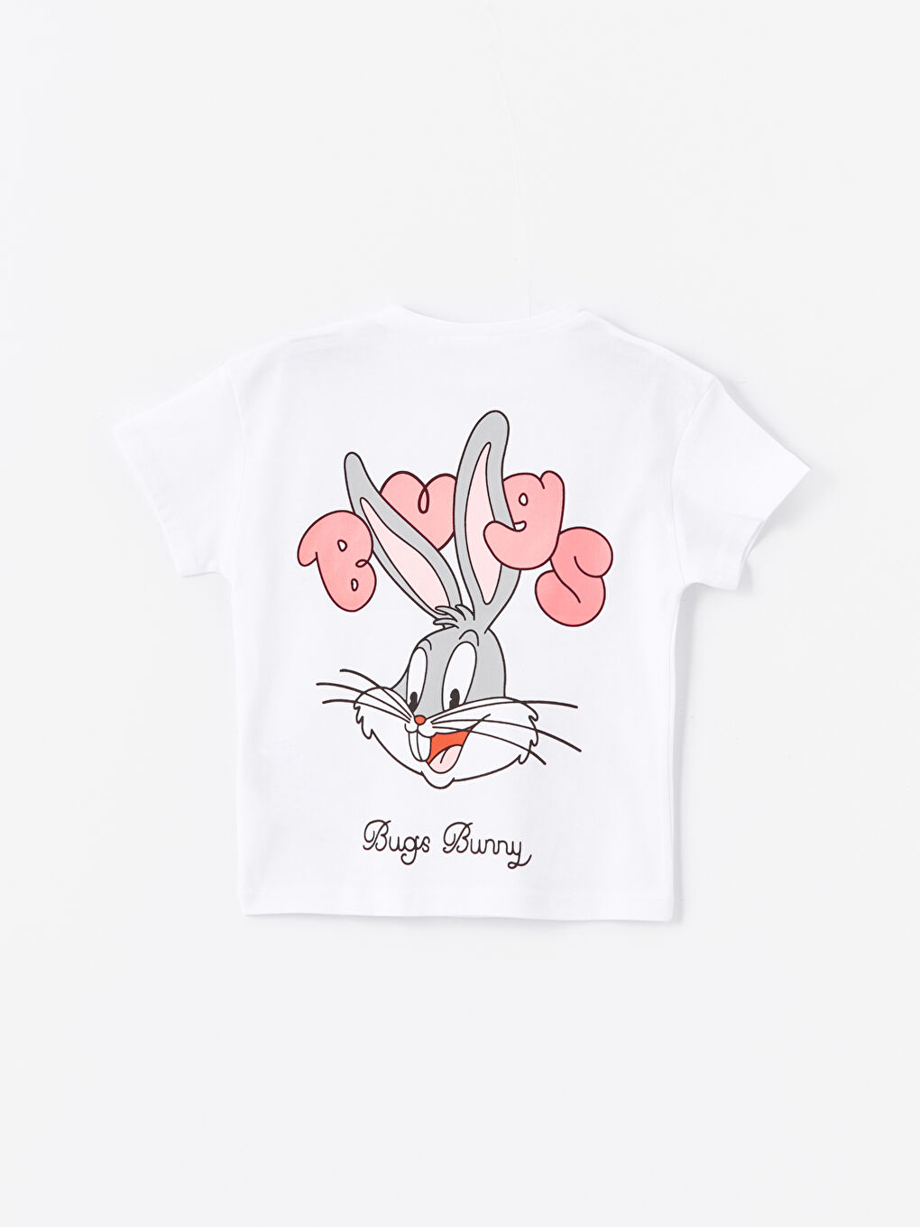 LCW baby Ekru Bisiklet Yaka Kısa Kollu Bugs Bunny Baskılı Kız Bebek Tişört - 1