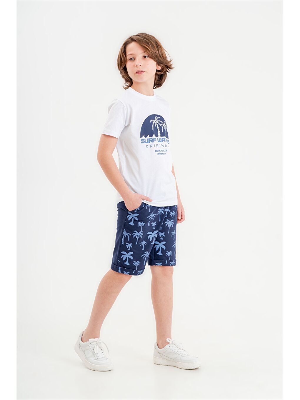 İndigo Bisiklet Yaka Erkek Çocuk Tişört ve Şort-1