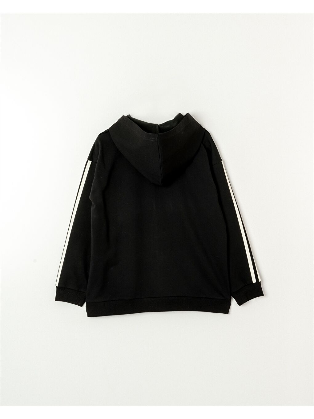 Siyah Kapüşonlu Kız Çocuk Fermuarlı Sweatshirt-3