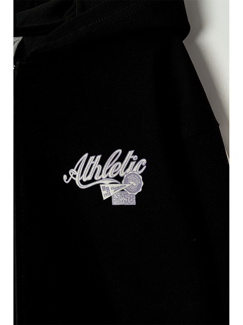 Siyah Kapüşonlu Kız Çocuk Fermuarlı Sweatshirt-1