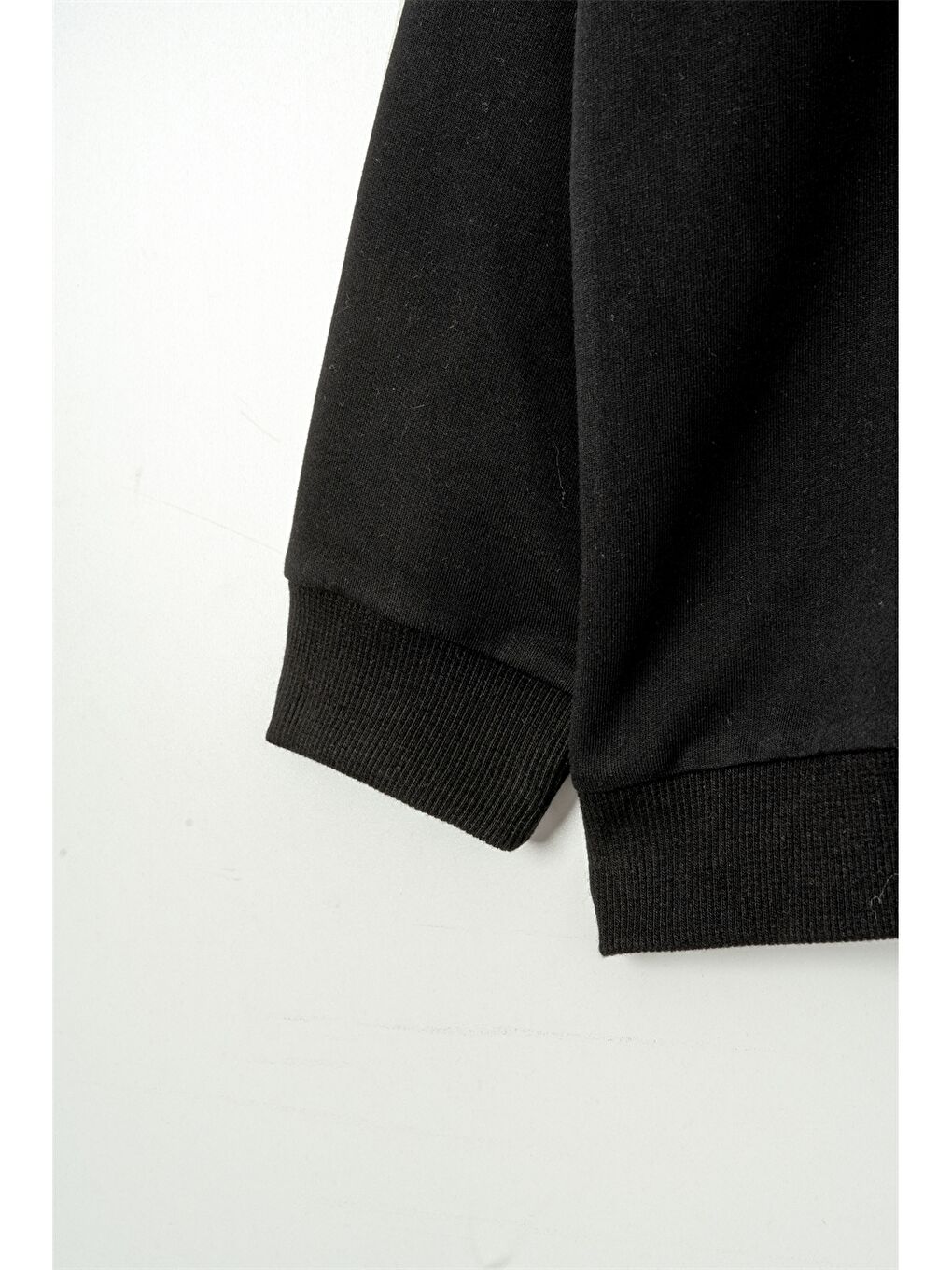 Siyah Kapüşonlu Kız Çocuk Fermuarlı Sweatshirt-2