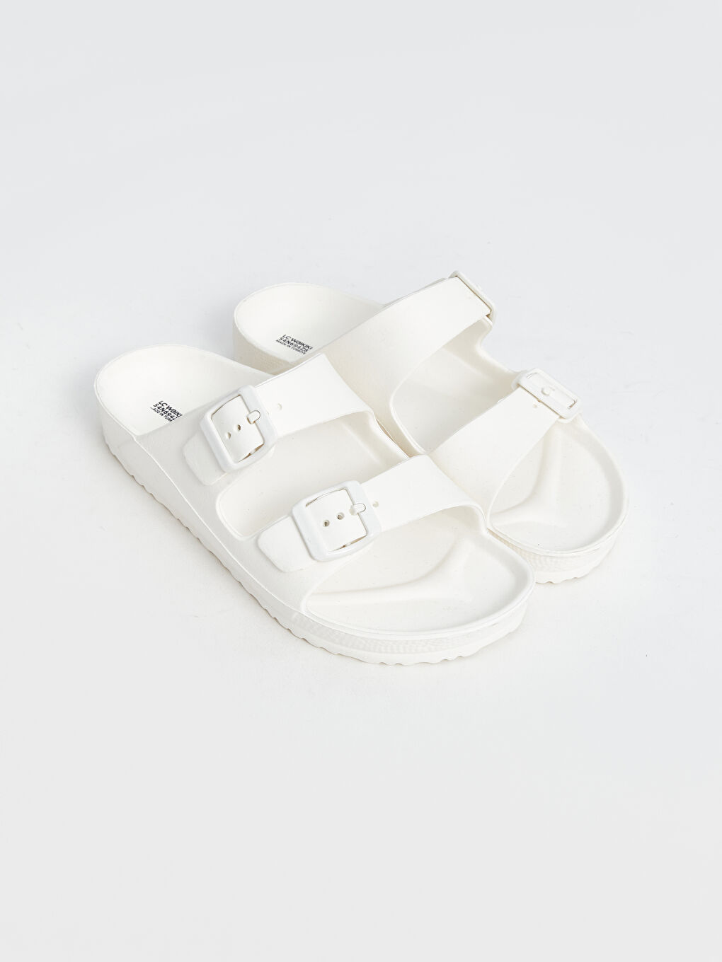 Beyaz Çift Bantlı Kadın Terlik