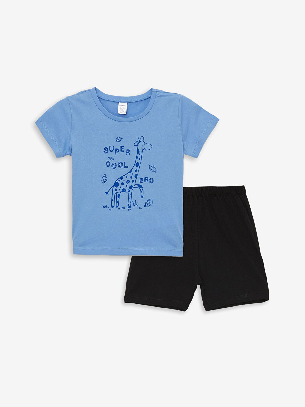 Mavi Bisiklet Yaka Kısa Kollu Baskılı Erkek Bebek Tişört ve Şort 2'li Takım