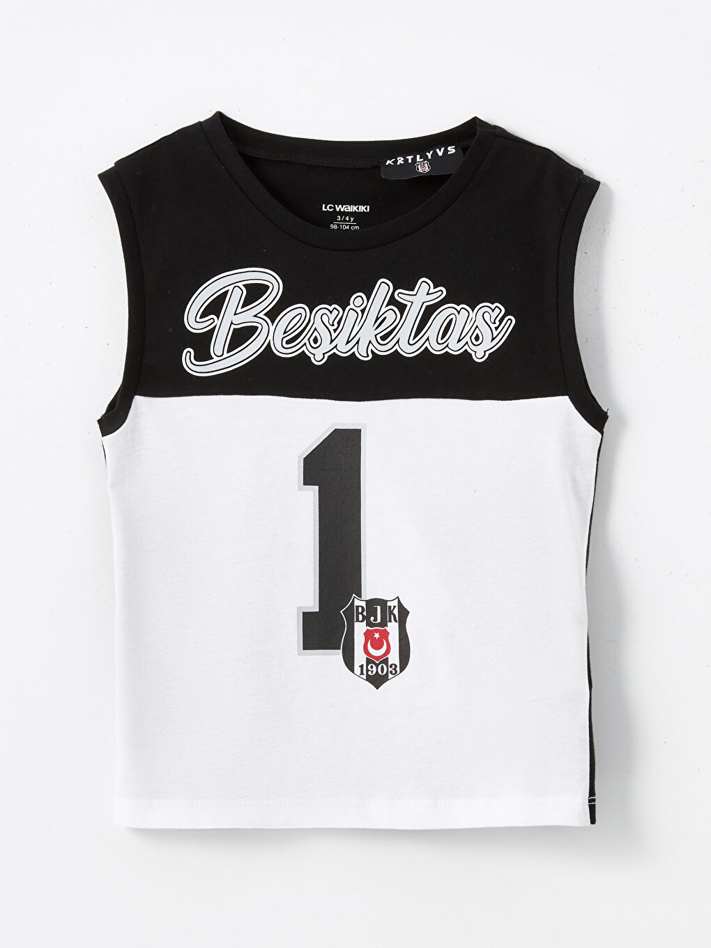 LCW baby Buxe Beyazı Bisiklet Yaka Kolsuz Beşiktaş Baskılı Erkek Bebek Atlet