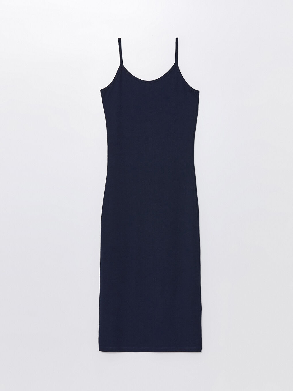 Lacivert U Yaka Düz Askılı Kadın Elbise-5